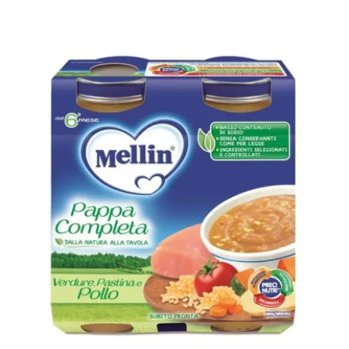 Mellin Pappa Completa Verdure Pastina e Pollo Dal 6° Mese 2x250g