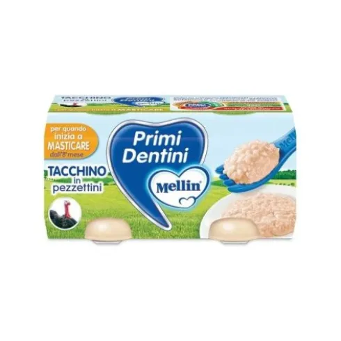 Mellin Primi Dentini Tacchino Alimento Infanzia 2x80g