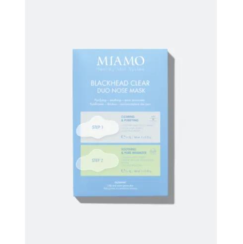 Miamo Blackhead Clear Duo Nose Mask - Maschera naso per punti neri - 5 maschere STEP 1 + 5 maschere STEP 2 + 10 cotton fiock