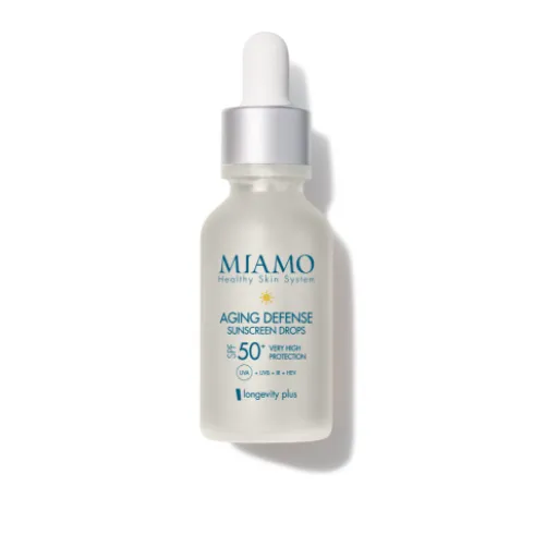 Miamo Longevity Plus Aging Defense Sunscreen Drops SPF50+ - Siero viso antietà con protezione solare molto alta - 30 ml