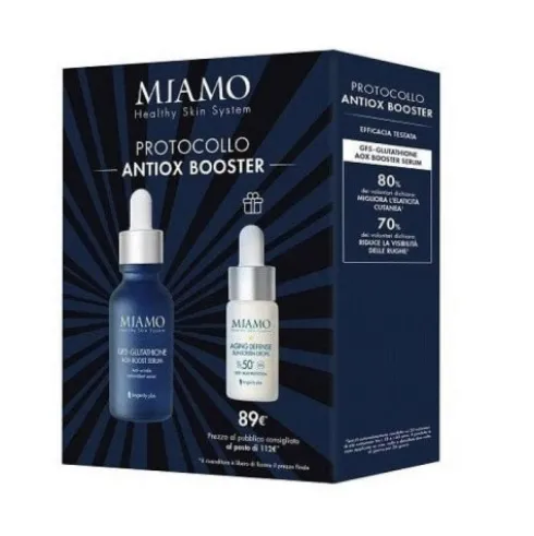 Miamo Protocollo Antiox Anti-Age & Protect - GF5 Glutathione Aox Boost Serum 30 ml + Aging Defense Sunscreen Drops SPF50+ 10 ml