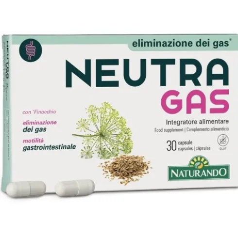 Naturando Neutragas Integratore Alimentare per Gonfiore Addominale 30 Capsule