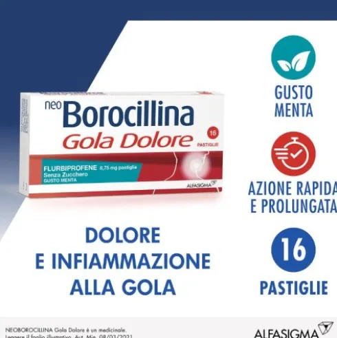 NeoBorocillina Gola Dolore 16 pastiglie senza zucchero