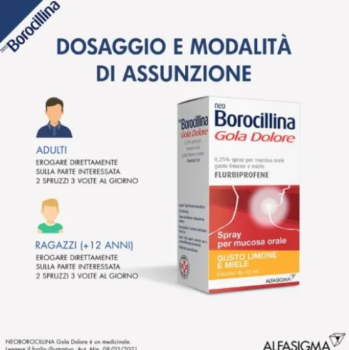 NeoBorocillina Gola Dolore Spray gusto Limone Miele 15 ml