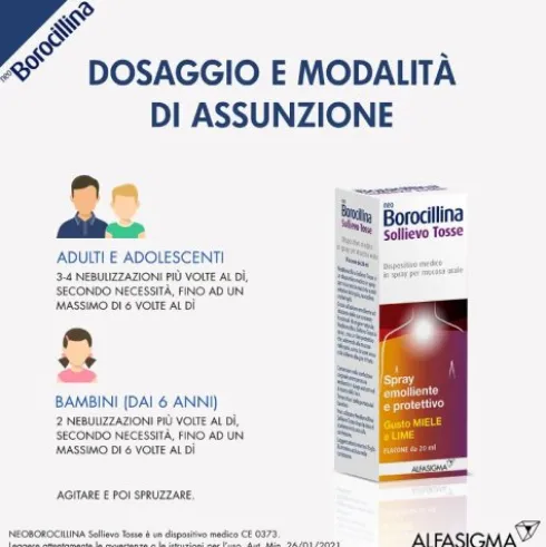NeoBorocillina Sollievo Tosse Spray Emolliente e Protettivo gusto Miele Lime 20 ml