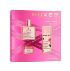 Nuxe Cofanetto di Natale 2025 Febbre rosa - Olio prodigioso floreale 50 ml + Very Rose acqua micellare 100 ml + Very rose balsamo labbra 15 g