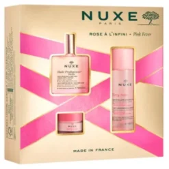 Nuxe Cofanetto di Natale 2024 Pink Fever - Olio prodigioso floreale 50 ml + Very Rose acqua micellare 100 ml + Very rose balsamo labbra 15 g
