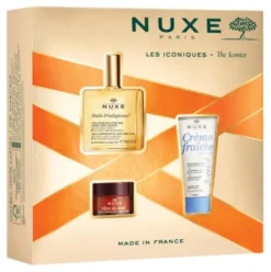 Nuxe Cofanetto Natale Gli Iconici 2023 - Olio prodigioso 50 ml + Crema rimpolpante idratante viso 30 ml + Balsamo labbra al miele 15 g