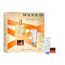 Nuxe Cofanetto Natale Gli Iconici 2023 - Olio prodigioso 50 ml + Crema rimpolpante idratante viso 30 ml + Balsamo labbra al miele 15 g