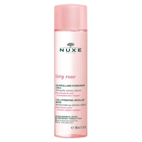 Nuxe Very Rose Acqua Micellare Struccante 3 in 1 - Struccante, detergente e lenitiva per pelle secca e molto secca - 200 ml