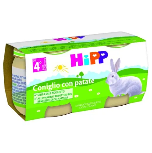 OMO HIPP Bio Coniglio+Pat2x80g