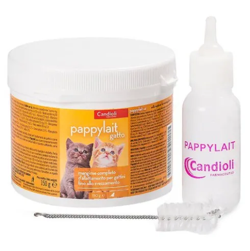 Pappylait Latte in Polvere per Gattini Mangime Completo 150g con Biberon