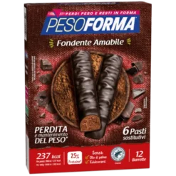 Pesoforma Barrette Cioccolato Fondente Amabile - Barrette sostitutive del pasto per perdere peso - 12 barrette