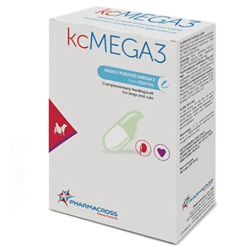 Pharmacross KcMEGA3 Omega 3 Integratore Supporto Renale Cani e Gatti 30 Perle