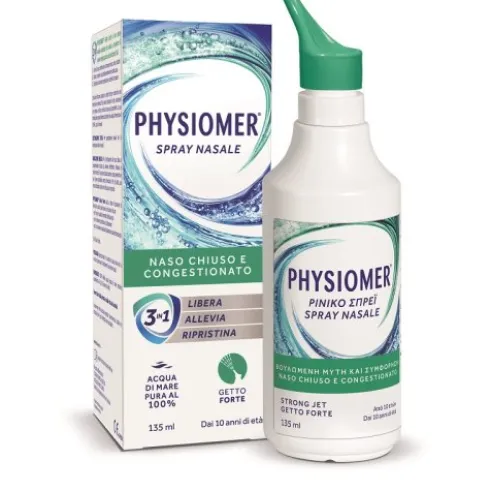 Physiomer Getto Forte Spray nasale - Libera il naso chiuso causato da raffreddore e influenza - 135 ml