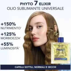 Phyto 7 Elixir Olio Sublimante Universale - Olio nutriente per capelli danneggiati e secchi - 100 ml