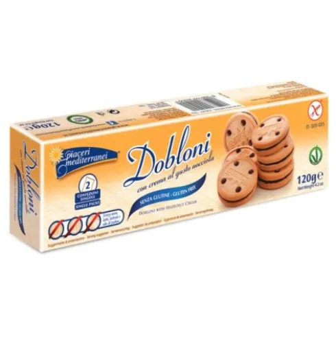 Piaceri Mediterranei Dobloni Biscotti con Crema Nocciola Senza Glutine 120 g