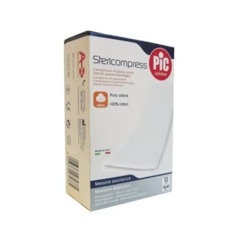 Pic Garza Sterile Compresse Cotone Idrofilo per Medicazione 18x40 cm 12 Pezzi