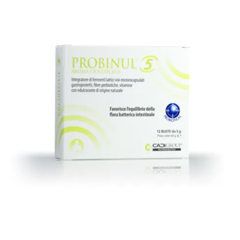 Probinul 5 Aroma Cioccolato - Integratore per l'equilibrio della flora batterica intestinale - 12 buste
