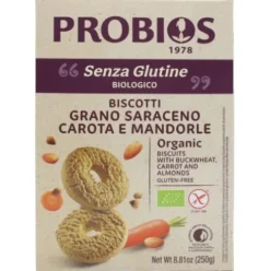 Probios Biscotti Altri Cereali Grano Saraceno Carota Mandorle Senza Glutine 250g
