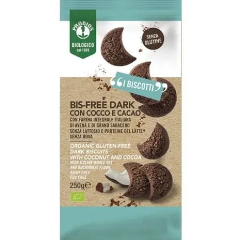 Probios Biscotti Bis-Free Dark Cocco e Cacao Senza Glutine 250g