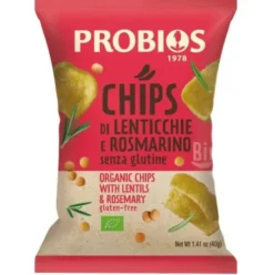 Probios Chips di Lenticchie al Rosmarino Snack Vegano Senza Glutine 40g