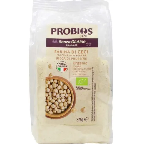Probios Farina di Ceci Biologica Senza Glutine Fonte di Proteine 375g