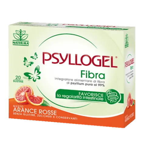Psyllogel Fibra - Integratore per la regolarità intestinale - Gusto Arance Rosse - 20 bustine
