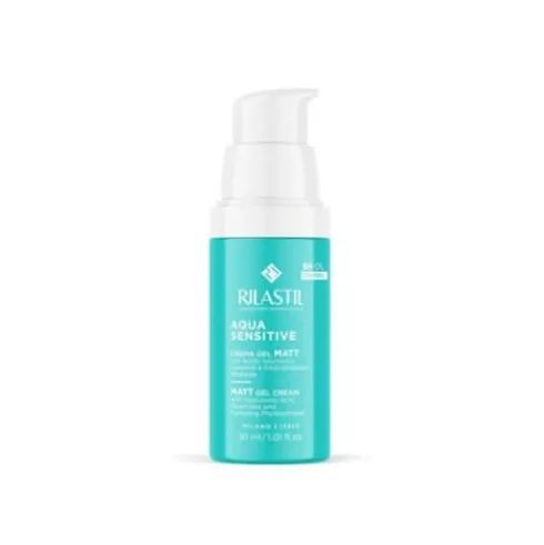 Rilastil Aqua Sensitive Gel Crema Matt - Crema viso opacizzante per pelli miste e impure - 30 ml