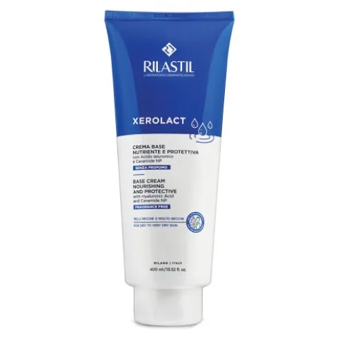 Rilastil Xerolact Crema Base - Crema ricca per pelle secca e molto secca di viso e corpo - 400 ml