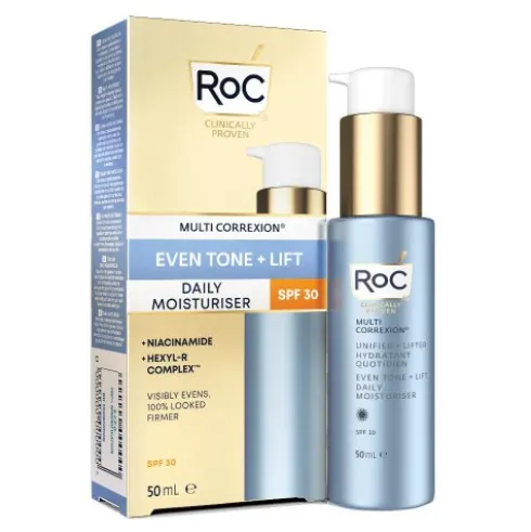 Roc Multi Correxion Even Tone + Lift Idratante Quotidiano Viso SPF30 - Trattamento da giorno illuminante e uniformante - 50 ml