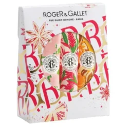 Roger & Gallet Cofanetto di Natale 2023 Creme Mani - Crema mani rose 30 ml + Crema mani bois d'orange 30 ml + Crema mani gingembre rouge 30 ml