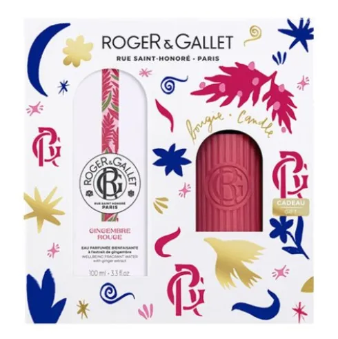 Roger & Gallet Cofanetto di Natale 2024 Gingembre Rouge - Acqua profumata 100 ml + Candela profumata 75 g