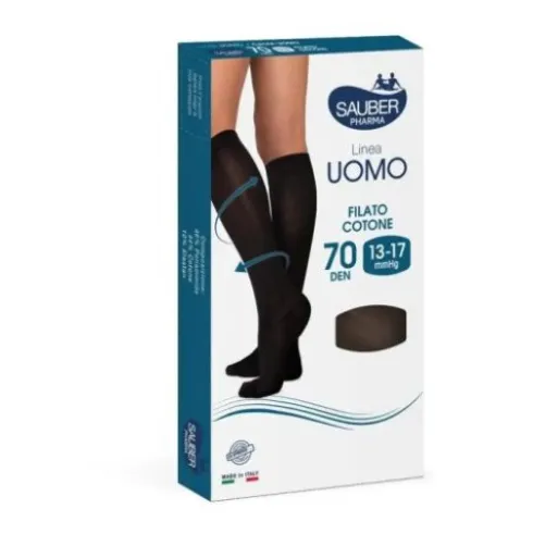 Sauber Uomo Calza 70D in Cotone Blu