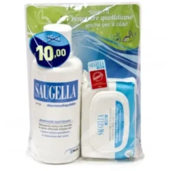 Saugella Dermoliquido Detergente Intimo 500 ml + Saugella Viso Salviettine Struccanti 2 in 1