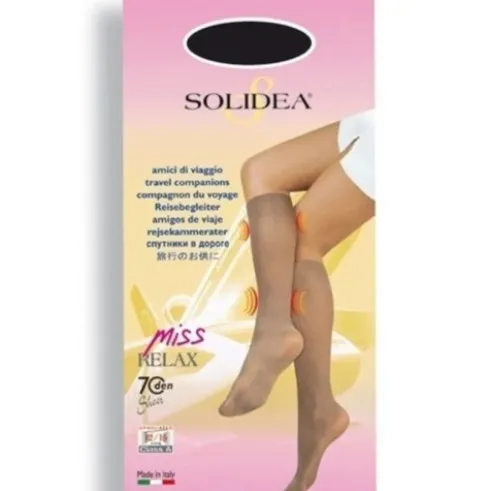 Solidea Miss Relax 70 Sheer Gambaletto Compressione 12/15 mmHg Cammello Taglia 1