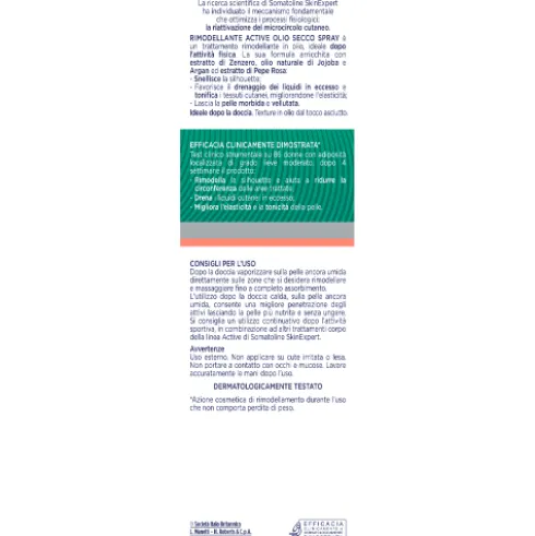 Somatoline Skin Expert Active Olio Post Sport - Olio corpo secco rimodellante in spray ideale post allenamento - 125 ml