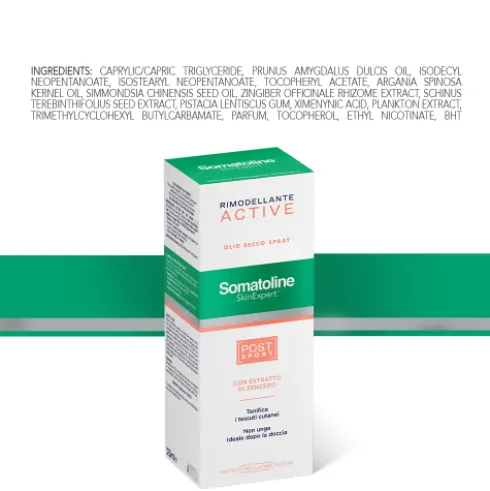 Somatoline Skin Expert Active Olio Post Sport - Olio corpo secco rimodellante in spray ideale post allenamento - 125 ml