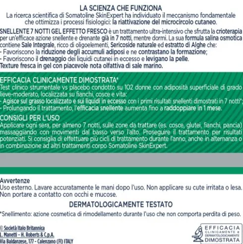 Somatoline Snellente 7 Notti Gel Effetto Fresco - Crema corpo anti cellulite intensiva - 400 ml