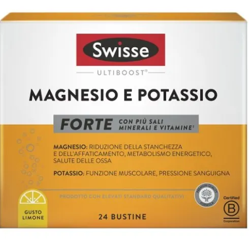 Swisse Magnesio e Potassio Forte - Integratore per stanchezza ed affaticamento - 24 buste