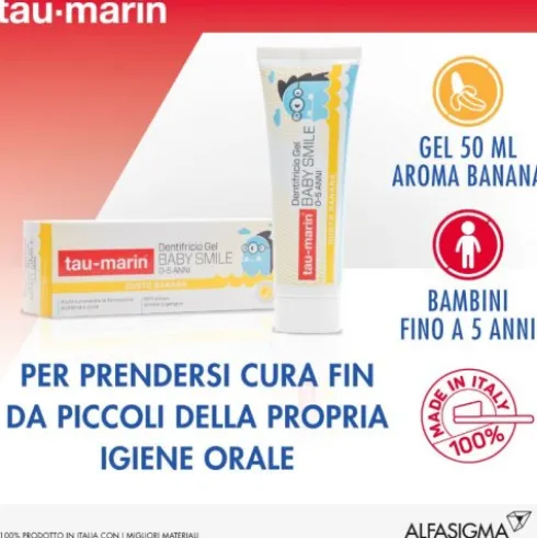 TAU-MARIN Dentifricio Baby - Per bambini fino a 5 anni - Aroma banana - 50 ml