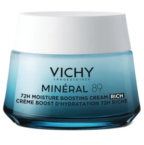 Vichy Mineral 89 Crema Booster Idratante Ricca - Crema viso da giorno per pelle molto secca - 50 ml
