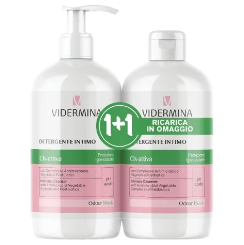 Vidermina Clx Attiva Detergente Intimo - Detergente intimo rinfrescante - Confezione bipack 500 ml + 500 ml