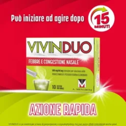 VivinDuo - Febbre, dolori influenzali e congestione nasale - 10 bustine con Paracetamolo e Pseudoefedrina